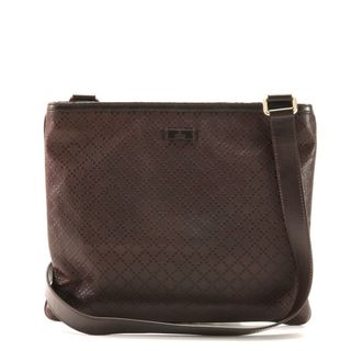 グッチ(Gucci)の極美品 グッチ ディアマンテ 201446 213048 レザー ショルダーバッグ 斜め掛け メッセンジャー 通勤 ブラウン メンズ EHM AA5-5(ショルダーバッグ)