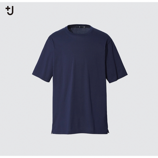 ユニクロ(UNIQLO)のUNIQLO +J スーピマコットンオーバーサイズＴ　ネイビー M(Tシャツ/カットソー(半袖/袖なし))