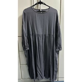 美品【グレーパープル系チュニックワンピース♥️XL】(ロングワンピース/マキシワンピース)