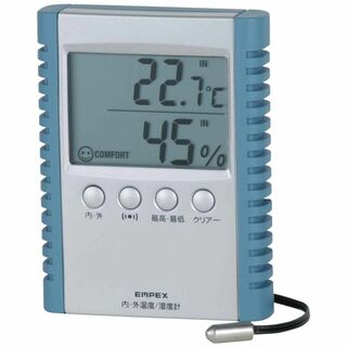 エンペックス気象計 温度計・湿度計 シルバー (約)H9.8×W7.5×D1.8(その他)