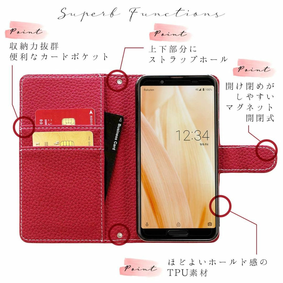 【色:ビビッドレッド_サイズ:らくらくスマートフォン 3 F-06F】F-06F スマホ/家電/カメラのスマホアクセサリー(その他)の商品写真