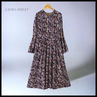 ローラアシュレイ(LAURA ASHLEY)の【LAURA ASHLEY】 美品  フラワープリントフレアワンピース   40(ロングワンピース/マキシワンピース)