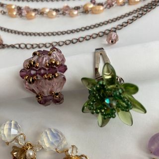 ビーズリング　2点セット　指輪　フリーサイズ　ハンドメイド(リング)