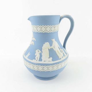 ウェッジウッド(WEDGWOOD)の美品 WEDGWOOD ウェッジウッド ジャスパー ペールブルー ピッチャー 1点 水差し ジャグ ミルクポット クリーマー SU5866C (収納/キッチン雑貨)