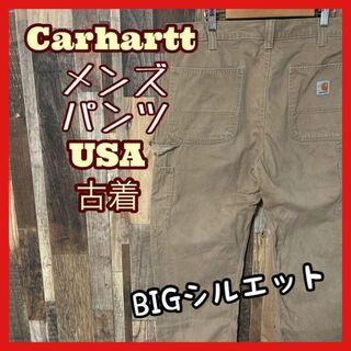 カーハート(carhartt)のカーハート ベージュ メンズ ロゴ XL 36 ワーク カーゴ パンツ 古着(ワークパンツ/カーゴパンツ)