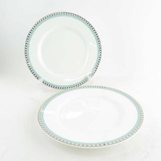 ティファニー(Tiffany & Co.)の美品 TIFFANY＆Co. ティファニー プラチナブルーバンド 中皿 2枚 ペア 19cm デザートプレート ケーキ SU5935C (食器)