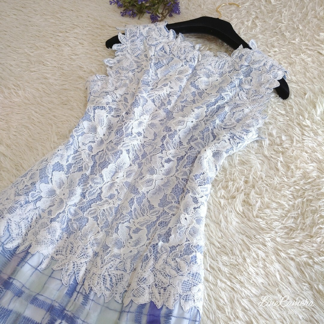 TADASHI SHOJI(タダシショウジ)のTADASHI SHOJI　チェック柄　ワンピース ドレス　サイズ2 M レディースのワンピース(ひざ丈ワンピース)の商品写真