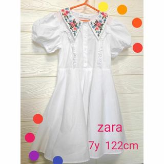 ZARA - zara 7y 122cm 刺繍シャツワンピース 半袖 キッズ