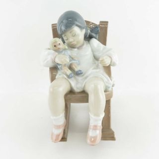 美品 LLADRO リヤドロ 5448 おひるね Girl In Rocking Chair フィギュリン 1点 昼寝 少女 置物 陶器人形 西洋 オブジェ SU5974D (置物)