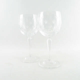 ティファニー(Tiffany & Co.)の美品 TIFFANY＆Co. ティファニー フローレット ワイングラス 2客 ペア クリスタル SU5986D (グラス/カップ)