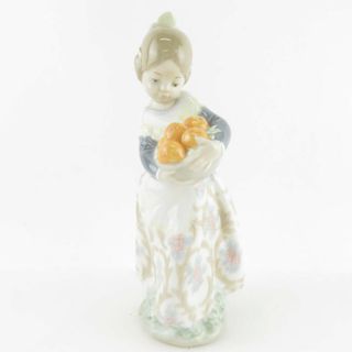 美品 LLADRO リヤドロ 4841 オレンジがいっぱい フィギュリン 1点 女の子 置物 陶器人形 西洋 オブジェ SU5999D (置物)