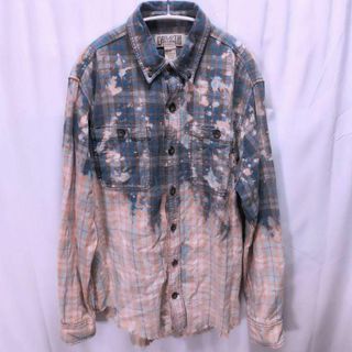 【古着】DULUTH TRADING 長袖 シャツ ダメージ チェック ブリーチ(シャツ)