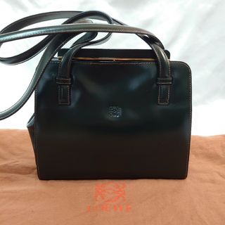 ロエベ(LOEWE)の美品 LOEWE ハンドバッグ ショルダーバッグ レザー モスグリーン(ハンドバッグ)