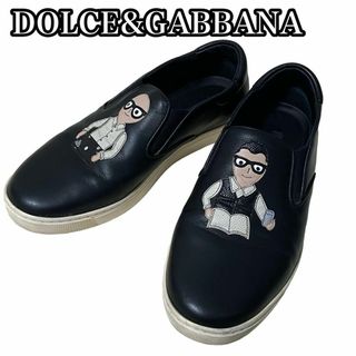 ドルチェアンドガッバーナ(DOLCE&GABBANA)のドルチェアンドガッバーナ　スリッポン　スニーカー　黒　メンズ　サイズ5(スリッポン/モカシン)