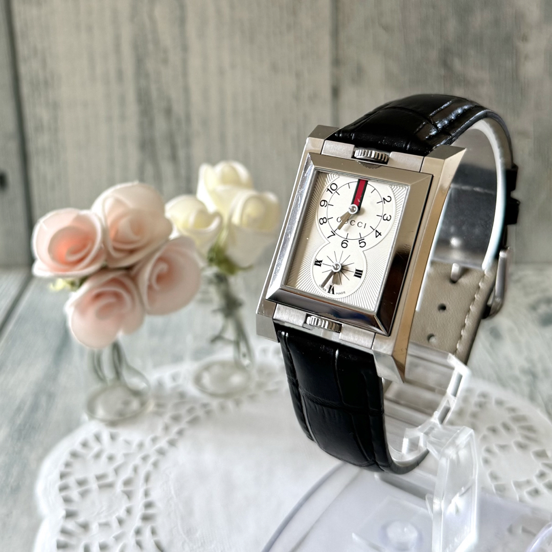 Gucci(グッチ)の【希少】GUCCI グッチ 腕時計 111 DUAL スクエア メンズ シルバー メンズの時計(腕時計(アナログ))の商品写真