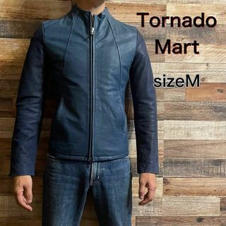 トルネードマート(TORNADO MART)のトルネードマート　 シングル ライダース レザージャケット 本革　ブルー(ライダースジャケット)