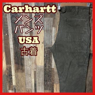 カーハート(carhartt)のカーハート メンズ ロゴ グレー L 34 ワーク パンツ USA古着 90s(ワークパンツ/カーゴパンツ)