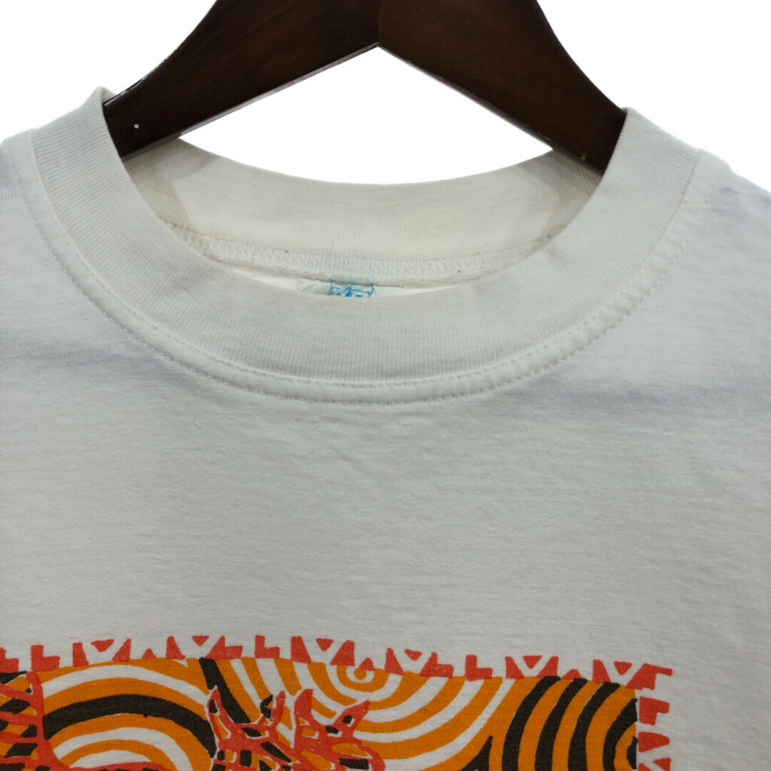 90年代 アニマル プリント ラマ 半袖Ｔシャツ ホワイト (メンズ L) 中古 古着 Q6353 メンズのトップス(Tシャツ/カットソー(半袖/袖なし))の商品写真