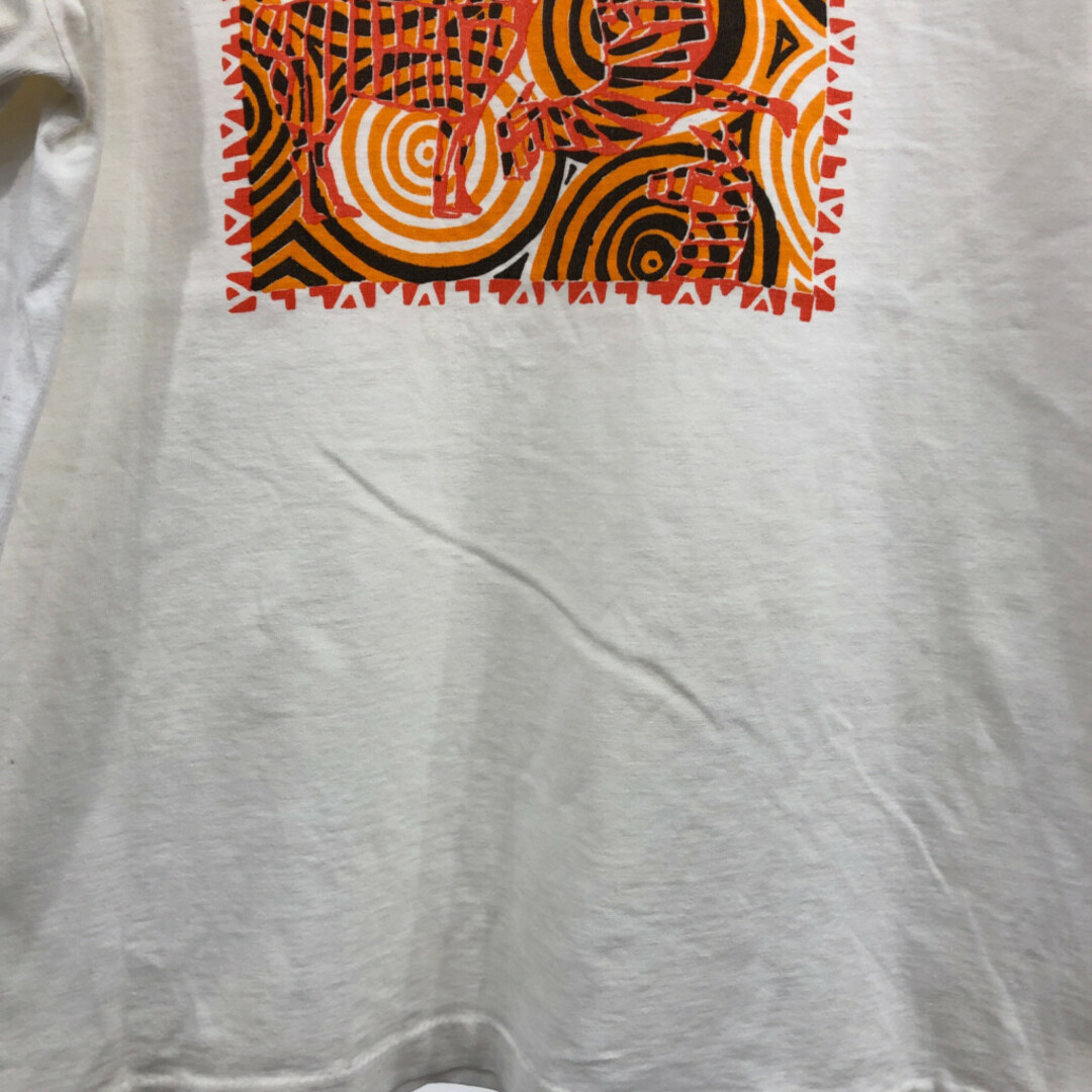 90年代 アニマル プリント ラマ 半袖Ｔシャツ ホワイト (メンズ L) 中古 古着 Q6353 メンズのトップス(Tシャツ/カットソー(半袖/袖なし))の商品写真