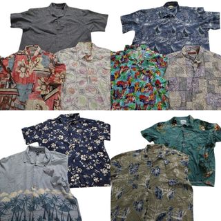 古着卸 まとめ売り 無地系 半袖シャツ 10枚セット (メンズ XL /2XL /3XL ) カラーMIX 柄MIX グリーン系 MS8829(シャツ)