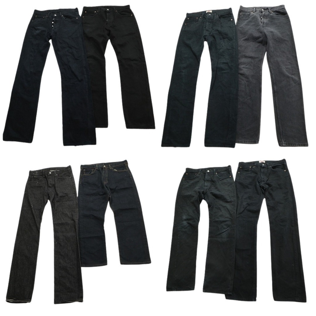 古着卸 まとめ売り リーバイス 501 デニム パンツ 8枚セット (メンズ 31 /32 ) ストレート フェード ブラック MS9104 メンズのパンツ(その他)の商品写真