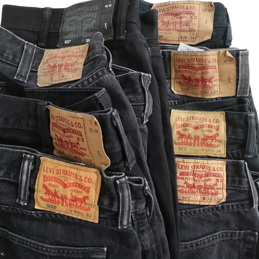 古着卸 まとめ売り リーバイス 501 デニム パンツ 8枚セット (メンズ 40 /38 ) ストレート ブラック MS9101 メンズのパンツ(その他)の商品写真