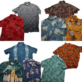 古着卸 まとめ売り レーヨン系 アロハシャツ 半袖シャツ 10枚セット (メンズ XL ) カラーMIX 柄MIX レッド MS8847(シャツ)
