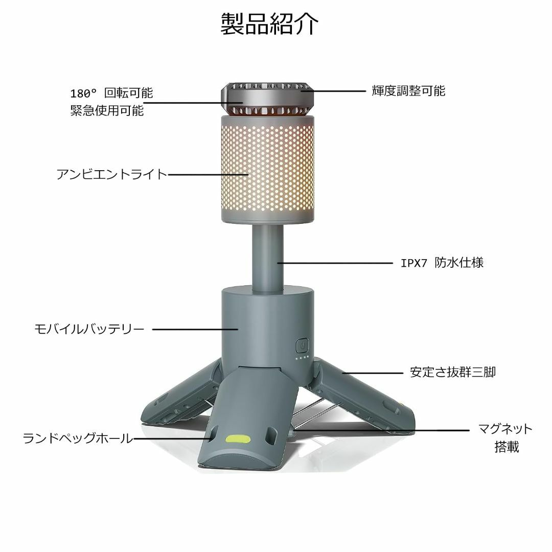 【スタイル:イエロー】Camperig 充電式キャンプライト キャンプランタン  スポーツ/アウトドアのアウトドア(ライト/ランタン)の商品写真