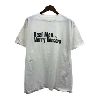 ダンサー メッセージ Tシャツ  ホワイト (メンズ XL相当) 中古 古着 Q6358(Tシャツ/カットソー(半袖/袖なし))