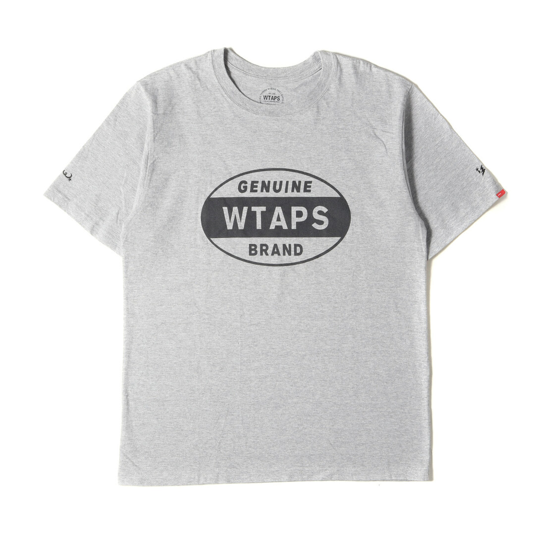 W)taps(ダブルタップス)のWTAPS ダブルタップス Tシャツ サイズ:L オーバルロゴ クルーネック 半袖Tシャツ グレー トップス カットソー【メンズ】【中古】 メンズのトップス(Tシャツ/カットソー(半袖/袖なし))の商品写真