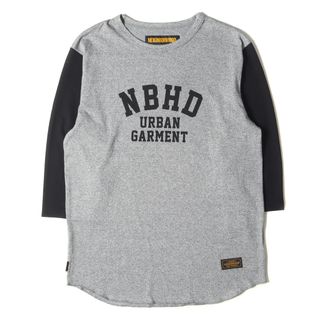 ネイバーフッド(NEIGHBORHOOD)のNEIGHBORHOOD ネイバーフッド Tシャツ サイズ:L 18SS ブランドロゴ 7分袖 ベースボールTシャツ TOP. SLEEVE / CE-CREW. 3Q グレー ブラック トップス カットソー【メンズ】【中古】(Tシャツ/カットソー(半袖/袖なし))