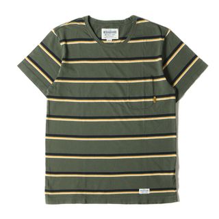 ネイバーフッド(NEIGHBORHOOD)のNEIGHBORHOOD ネイバーフッド Tシャツ サイズ:L ボーダー ポケット クルーネック 半袖Tシャツ H.T.BORDER / C-CREW. SS オリーブドラブ トップス カットソー【メンズ】【中古】(Tシャツ/カットソー(半袖/袖なし))