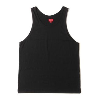 シュプリーム(Supreme)のSupreme シュプリーム サイズ:XL 18SS メッシュ ロゴ ジャガード ストライプ タンクトップ Mesh Stripe Tank Top ブラック 黒 トップス レイヤード【メンズ】【中古】(タンクトップ)