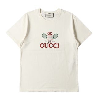 グッチ(Gucci)の美品 GUCCI グッチ Tシャツ サイズ:S 20SS テニス ロゴ 刺繍 ヘビーウェイト クルーネック 半袖Tシャツ Club Multi Tee インターロッキングG アイボリー イタリア製 トップス カットソー【メンズ】【中古】(Tシャツ/カットソー(半袖/袖なし))