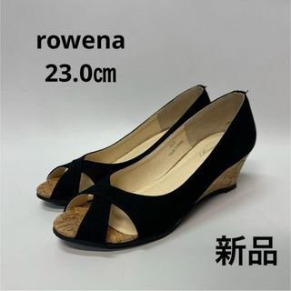 rowena パンプス　サンダル　ウェッジソール　23 新品　ブラック　(サンダル)