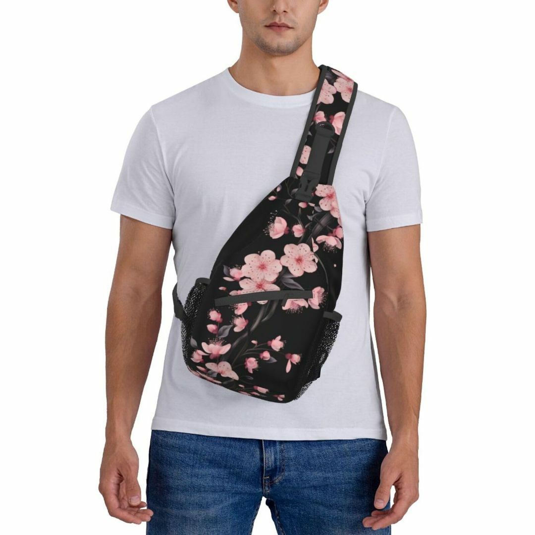 【色:ボディバッグ02】[DADABULIU] ボディバッグ 桜 ピンク 花 斜 メンズのバッグ(その他)の商品写真