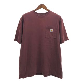 カーハート(carhartt)のCarhartt カーハート ポケット 半袖Ｔシャツ ワンポイント ブラウン (メンズ L) 中古 古着 Q6360(Tシャツ/カットソー(半袖/袖なし))