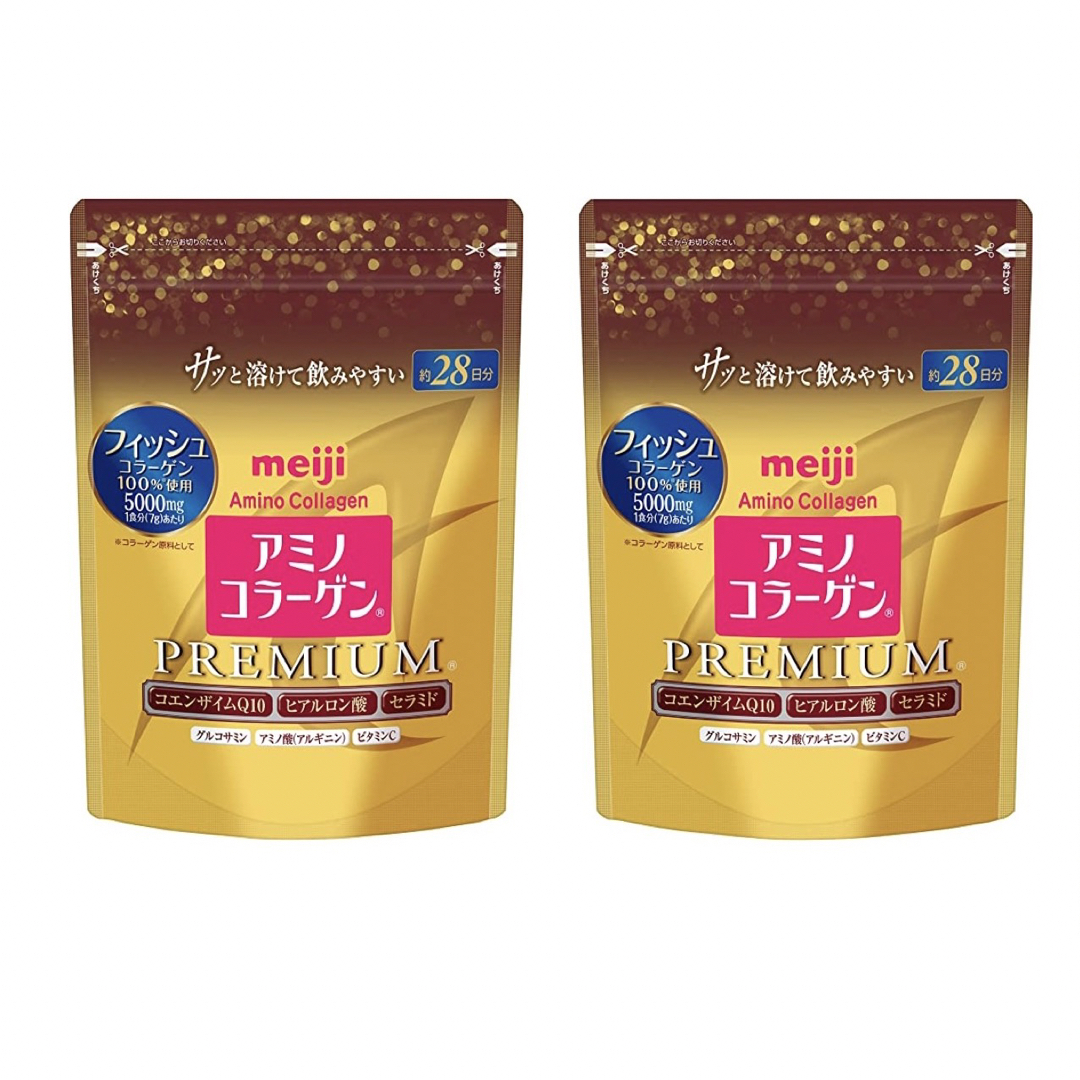 明治(メイジ)の明治　アミノコラーゲン プレミアム 約28日分(196g×2個セット) 新品 食品/飲料/酒の健康食品(アミノ酸)の商品写真