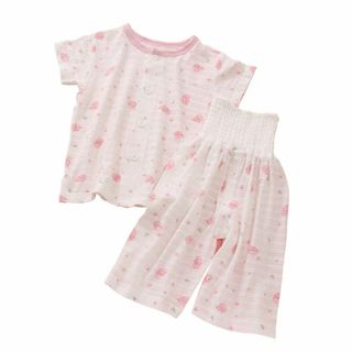 [Baby koi] ベビー服 パジャマ夏服薄手綿腹巻上下2点セット前開き半袖女(その他)