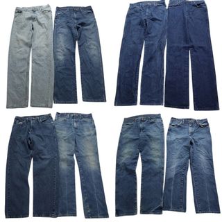 古着卸 まとめ売り Wrangler ラングラー パンツ 8枚セット (メンズ 34 /35 ) ライトブルー フェード インディゴブルー MS9128(その他)