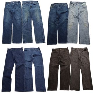 古着卸 まとめ売り Wrangler ラングラー パンツ 8枚セット (メンズ 35 /36 ) ライトブルー フェード インディゴブルー ブラック MS9126(その他)