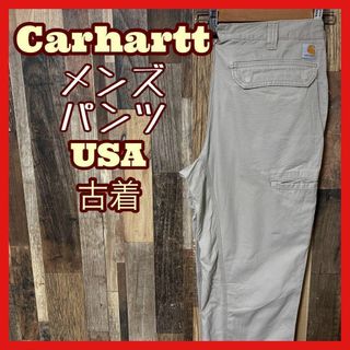 カーハート(carhartt)のカーハート メンズ ロゴ ワーク L 33 極太 グレー パンツ 古着 90s(ワークパンツ/カーゴパンツ)