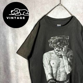 【バンT   人物　ストリート　黒　古着】(Tシャツ/カットソー(半袖/袖なし))