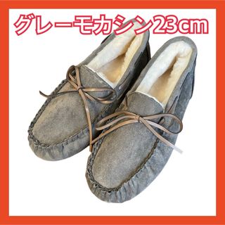 【新品】グレー モカシン サイズ6(スリッポン/モカシン)