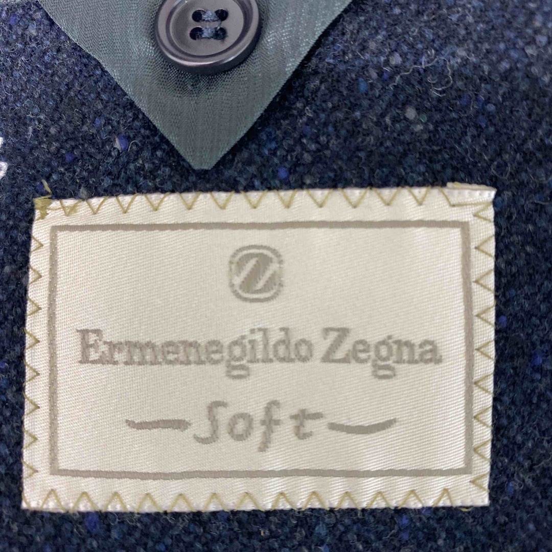 Ermenegildo Zegna(エルメネジルドゼニア)のErmenegildo Zegna エルメネジルドゼニア 紺　ネイビー　ツイード　メンズ テーラードジャケット メンズのジャケット/アウター(テーラードジャケット)の商品写真