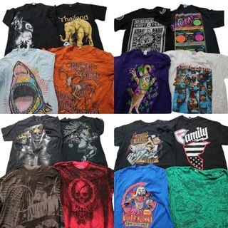 古着卸 まとめ売り 大判プリント 半袖Tシャツ 16枚セット (メンズ L /XL ) アニマル カラー系 MS9266(その他)