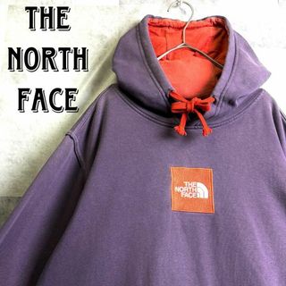 THE NORTH FACE - 希少デザイン ノースフェイス パーカー 刺繍センターロゴ パープル オレンジ M