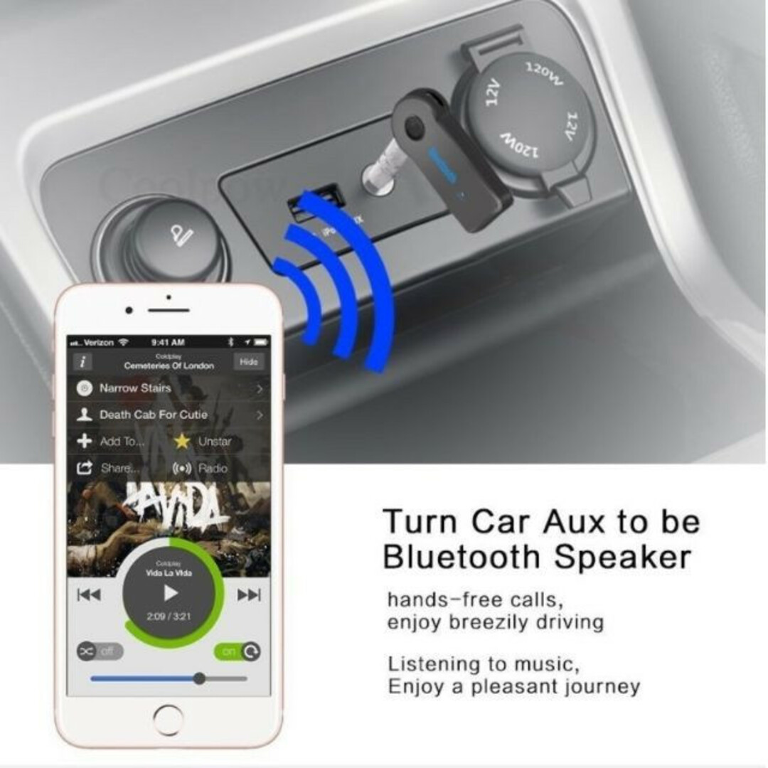 Bluetooth　レシーバー　オーディオレシーバー　ブルートゥース　車　 スマホ/家電/カメラのオーディオ機器(スピーカー)の商品写真