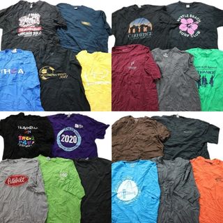 古着卸 まとめ売り カラーmix プリント 半袖Tシャツ 20枚セット (メンズ 2XL ) カラーMIX ブラック ブルー MS9314(その他)