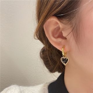 【新品】レディース　ピアス　ゴールド　韓国　デート　シンプル　高見え　黒　結婚式(ピアス)